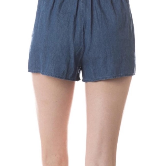 Denim blue Paperbag shorts with tie small medium large NWT New - Picture 2 of 10